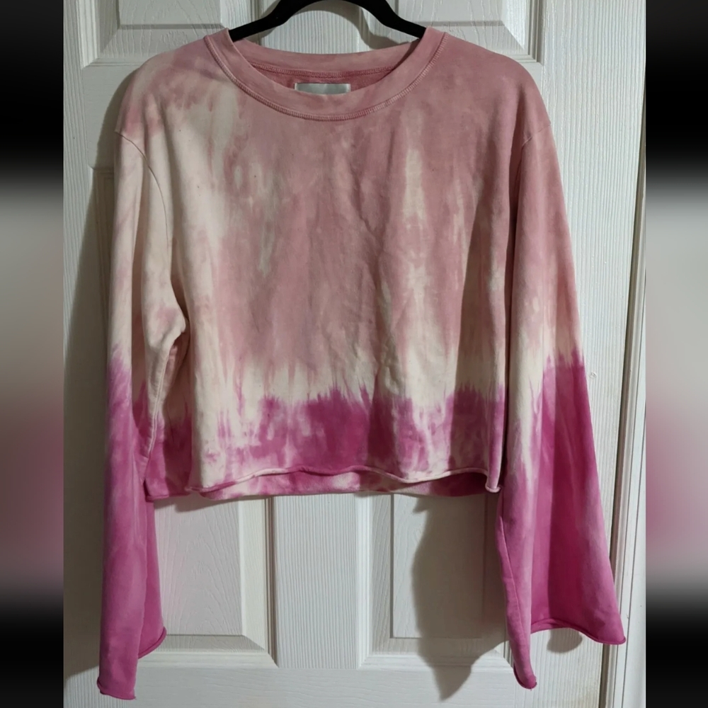 Apparis Pink Tie Dye Cropped Shirt S 100% Cotton Cozy Boxy Y2K
